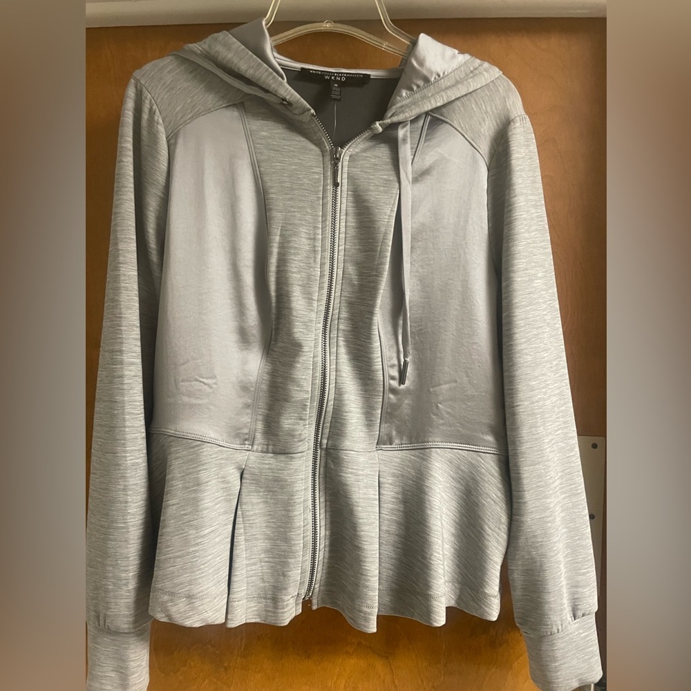 White House Black Market Gray Hooded Jacket